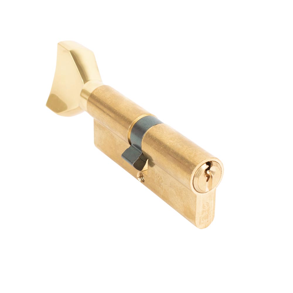 6 Pin Easy Access Thumbturn Euro Door Cylinder - Brass (40/40)